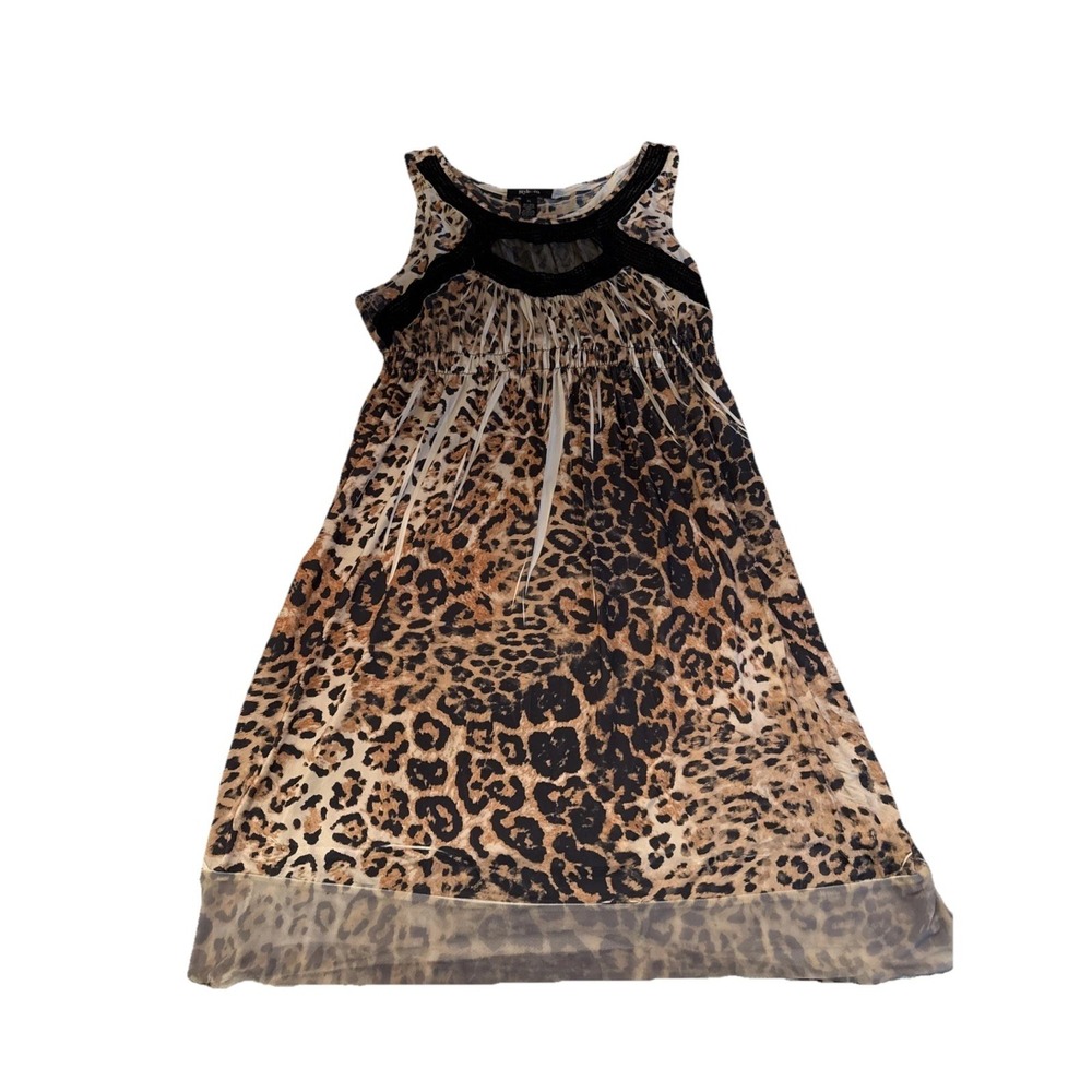 Styling Co animal print sleepless dress with black mesh size XL
